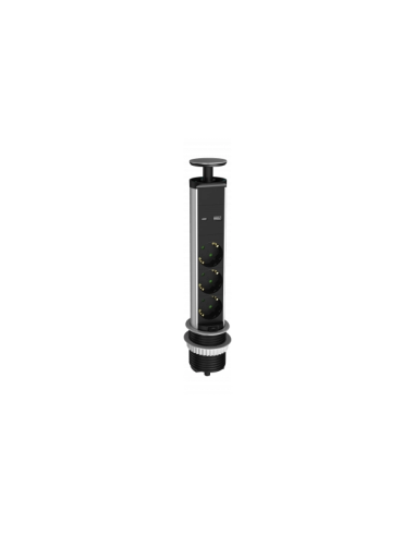 Prise triple de type A+C avec câble de 1,5mm, noire - Optonica