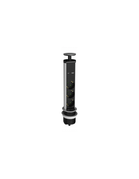 Prise triple de type A+C avec câble de 1,5mm, noire - Optonica