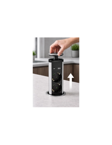 Prise triple de type A+C avec câble de 1,5mm, noire - Optonica