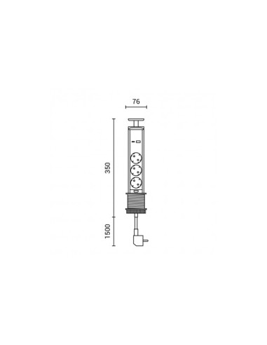 Prise triple de type A+C avec câble de 1,5mm, noire - Optonica