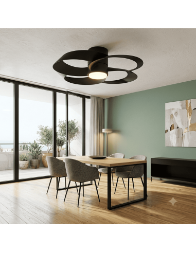 Ventilateur plafond Diam. 65 cm 2700/5000K 24W 2000LM Noir - Mantra - Rose
