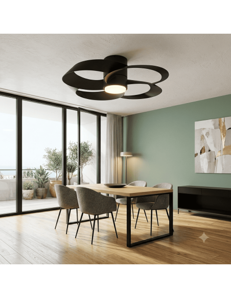 Ventilateur plafond Diam. 65 cm 2700/5000K 24W 2000LM Noir - Mantra - Rose