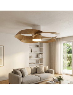 Ventilateur plafond Diam.65 cm 24W 2700/5000K Bois et Blanc- Mantra - Rose 2