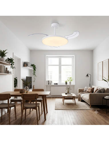 Ventilateur plafond Diam. 50 cm 50W 27000/5000K Blanc - Mantra - Slim fan