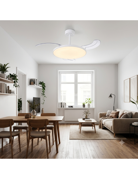 Ventilateur plafond Diam. 50 cm 50W 27000/5000K Blanc - Mantra - Slim fan
