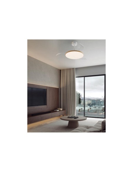 Ventilateur plafond Diam.50cm 50W 2700/5000K Bois - Mantra - Slim fan