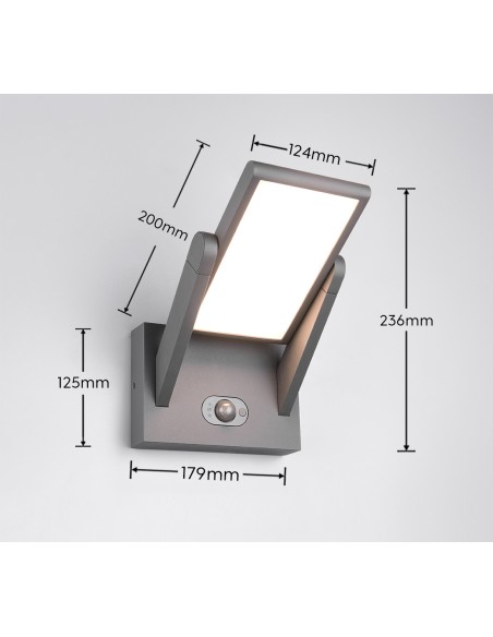 Applique LED MALAWI avec détecteur crépusculaire et lumière réglable 2300K 4000K