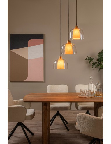 Suspension ronde 3xE27 60W Dimmable Transparent - Lucide - Gunhild