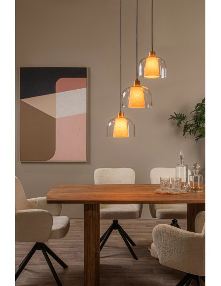 Suspension ronde 3xE27 60W Dimmable Transparent - Lucide - Gunhild
