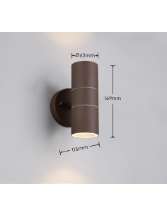 Applique extérieure TURIA finition rouille avec double faisceau lumineux 2