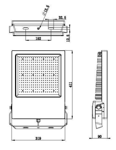 Projecteur LED 152W 21350LM 4000K IP65 Noir - Deko light- Atik