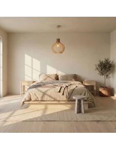 Suspension Led bois Clair Diam. 38cm 1xE27 12 W - Atelier Loupiote - Céleste 2
