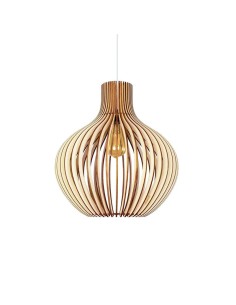 Suspension Led bois Clair Diam. 38cm 1xE27 12 W - Atelier Loupiote - Céleste