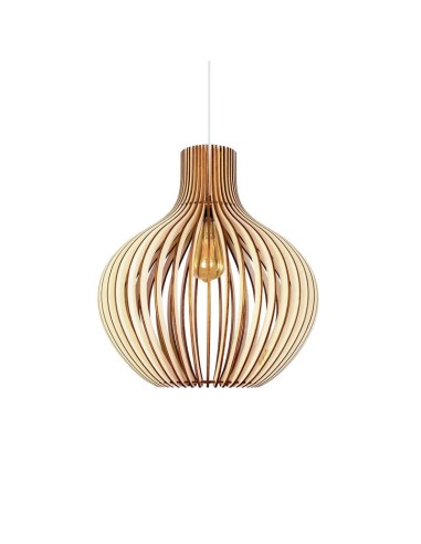 Suspension Led bois Clair Diam. 38cm 1xE27 12 W - Atelier Loupiote - Céleste