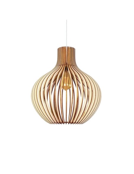Suspension Led bois Clair Diam. 38cm 1xE27 12 W - Atelier Loupiote - Céleste