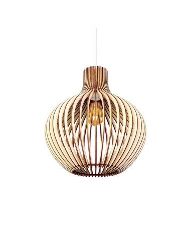 Suspension Led bois Clair Diam. 38cm 1xE27 12 W - Atelier Loupiote - Céleste