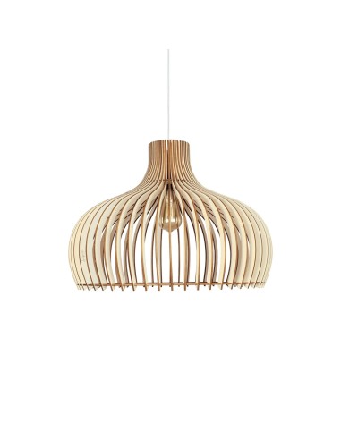 Suspension Led bois Clair Diam. 55cm 1xE27 12 W - Atelier Loupiote - Léon