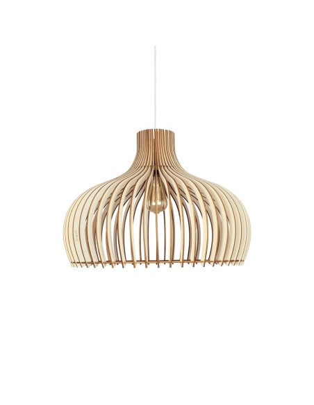 Suspension Led bois Clair Diam. 55cm 1xE27 12 W - Atelier Loupiote - Léon