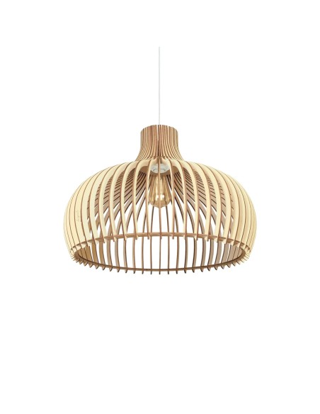 Suspension Led bois Clair Diam. 55cm 1xE27 12 W - Atelier Loupiote - Léon