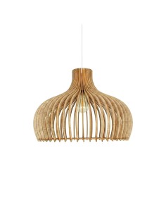 Suspension Led teinté chêne Diam. 55cm 1xE27 12 W - Atelier Loupiote - Léon