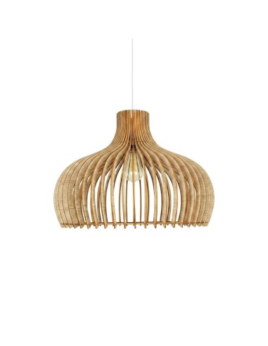 Suspension Led teinté chêne Diam. 55cm 1xE27 12 W - Atelier Loupiote - Léon