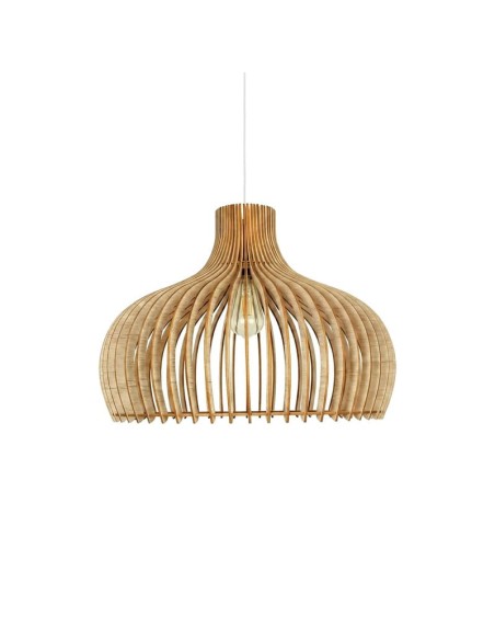 Suspension Led teinté chêne Diam. 55cm 1xE27 12 W - Atelier Loupiote - Léon