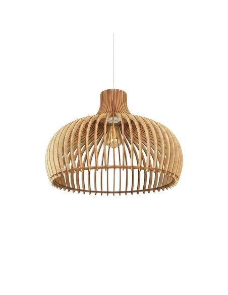 Suspension Led teinté chêne Diam. 55cm 1xE27 12 W - Atelier Loupiote - Léon