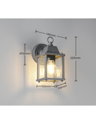Luminaire extérieur MIRANDE E27 style nostalgique pour façade et entrée