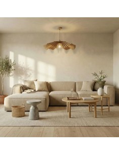 Suspension Led teinté chêne Diam. 50 cm 1xE27 12 W - Atelier Loupiote - Rose 2