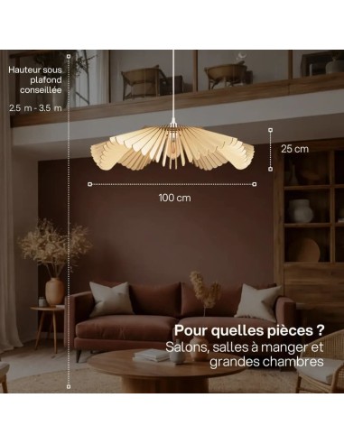 Suspension Led bois Clair Diam. 100 cm 1xE27 12 W - Atelier Loupiote - Rose