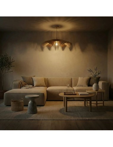 Suspension Led teinté chêne Diam. 100 cm 1xE27 12 W - Atelier Loupiote - Rose