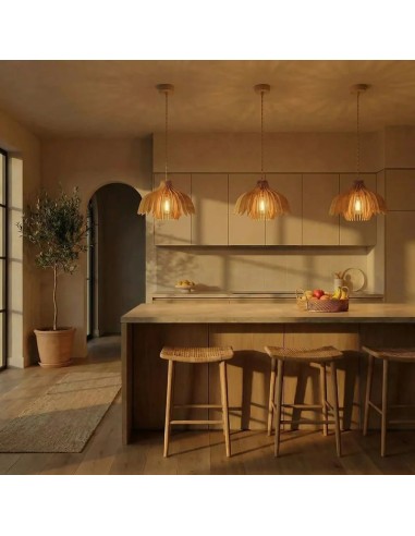 Suspension en teinté chêne Diam. 37 cm 1xE27 12 W - Atelier Loupiote - Tullia