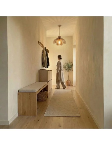 Suspension en teinté chêne Diam. 37 cm 1xE27 12 W - Atelier Loupiote - Tullia