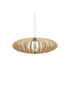 Suspension bois teinté chêne ø50cm E27- Atelier Loupiote - Mini Néo