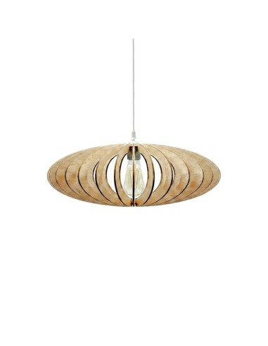Suspension bois teinté chêne ø50cm E27- Atelier Loupiote - Mini Néo