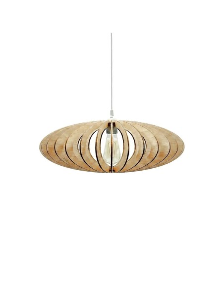 Suspension bois teinté chêne ø50cm E27- Atelier Loupiote - Mini Néo