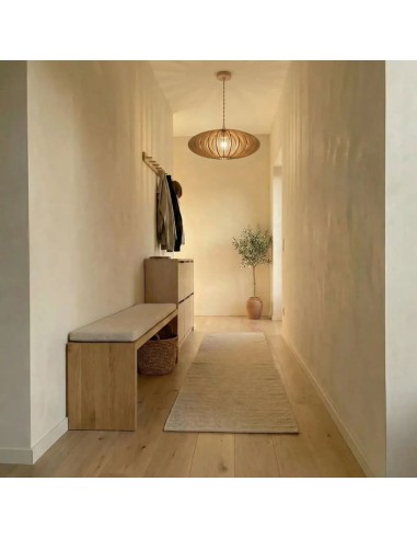 Suspension bois teinté chêne ø50cm E27- Atelier Loupiote - Mini Néo