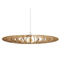 Suspension bois teinté chêne ø85cm E27 12W - Atelier Loupiote - Néo
