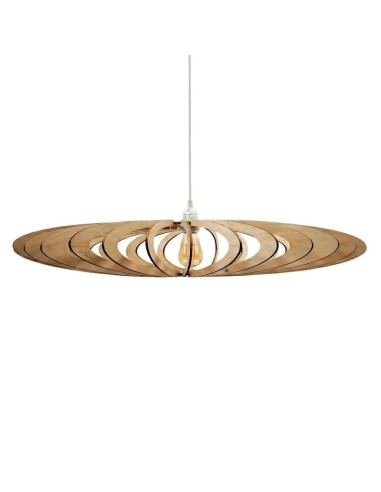 Suspension bois teinté chêne ø85cm E27 12W - Atelier Loupiote - Néo
