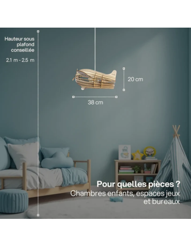 Suspension bois teinté chêne 1XE27 12W - Atelier Loupiote - Antoine