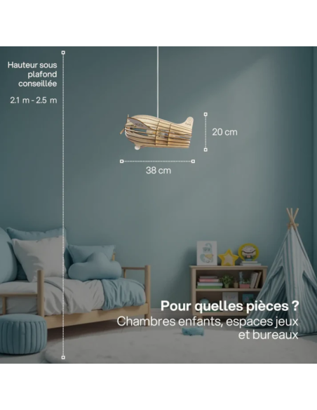 Suspension bois teinté chêne 1XE27 12W - Atelier Loupiote - Antoine