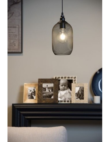 Suspension Led  intérieure lanterne Mesh noire petit modèle - Lucide Leluminaireled.com