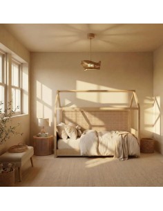 Suspension bois teinté chêne 1XE27 12W - Atelier Loupiote - Antoine 2