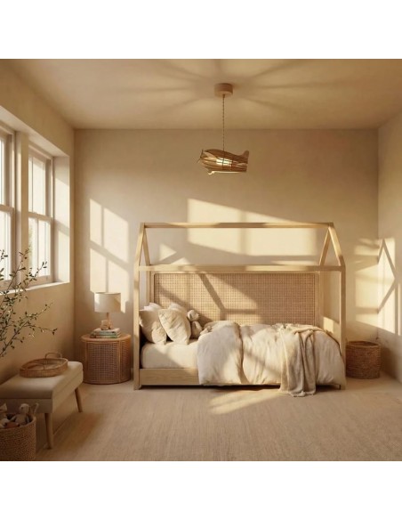 Suspension bois teinté chêne 1XE27 12W - Atelier Loupiote - Antoine