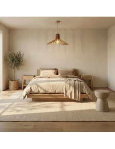 Suspension teinté chêne Diam. 54 cm 1xE27 12 W - Atelier Loupiote - Azur 2