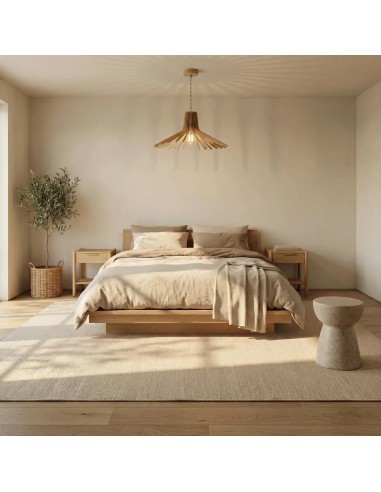 Suspension teinté chêne Diam. 54 cm 1xE27 12 W - Atelier Loupiote - Azur