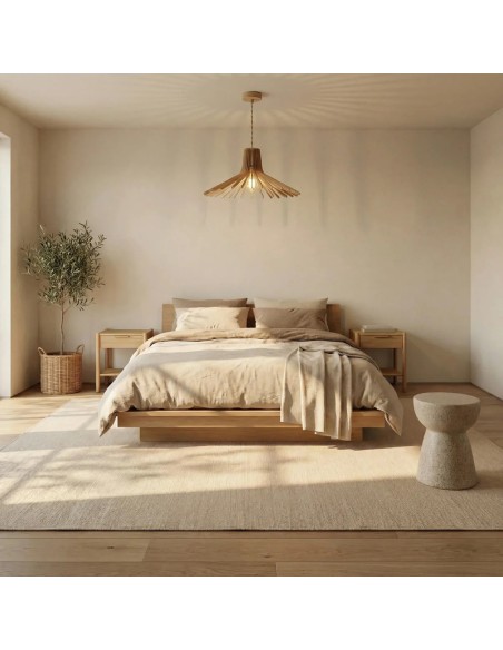 Suspension en teinté chêne Diam. 80 cm 1xE27 12 W - Atelier Loupiote - Azur