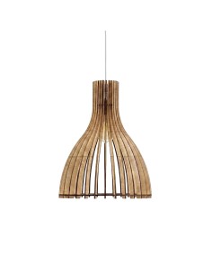 Suspension bois teinté chêne Diam. 36cm 1XE27 - Atelier Loupiote - Ariel