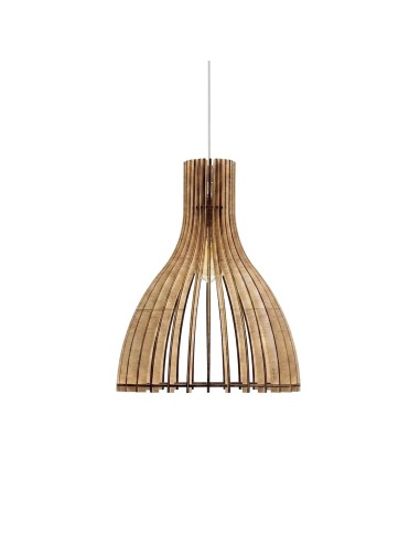 Suspension bois teinté chêne Diam. 36cm 1XE27 - Atelier Loupiote - Ariel