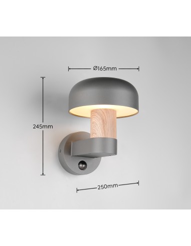 Applique extérieure IP54 E27 design champignon avec capteur